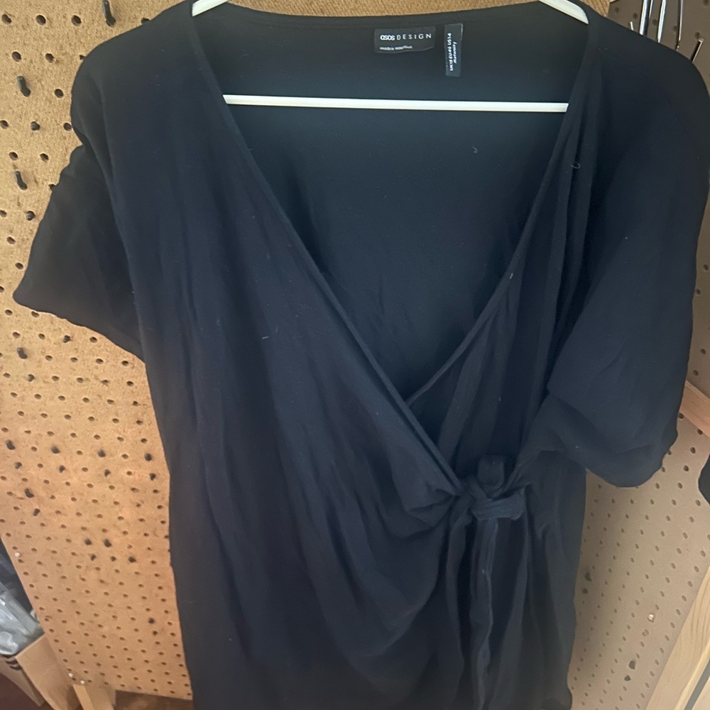 ASOS DESIGN Black Maternity Wrap Dress Size UK 18
